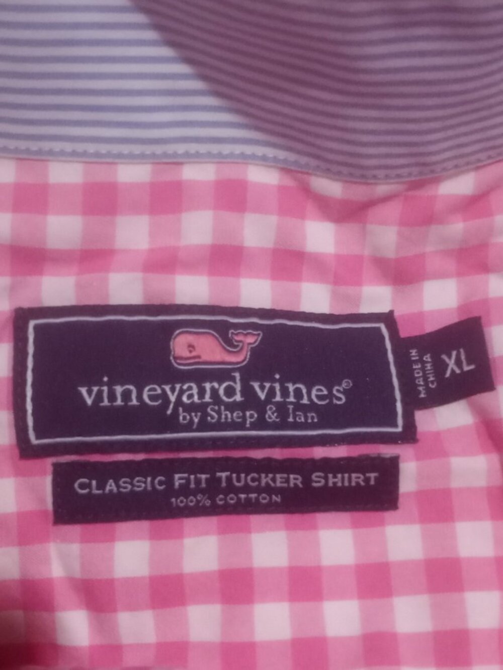 Vineyard Vines Classic Fit Tucker Shirt Pink White Check Cotton  Sz XL Button - Picture 9 of 12